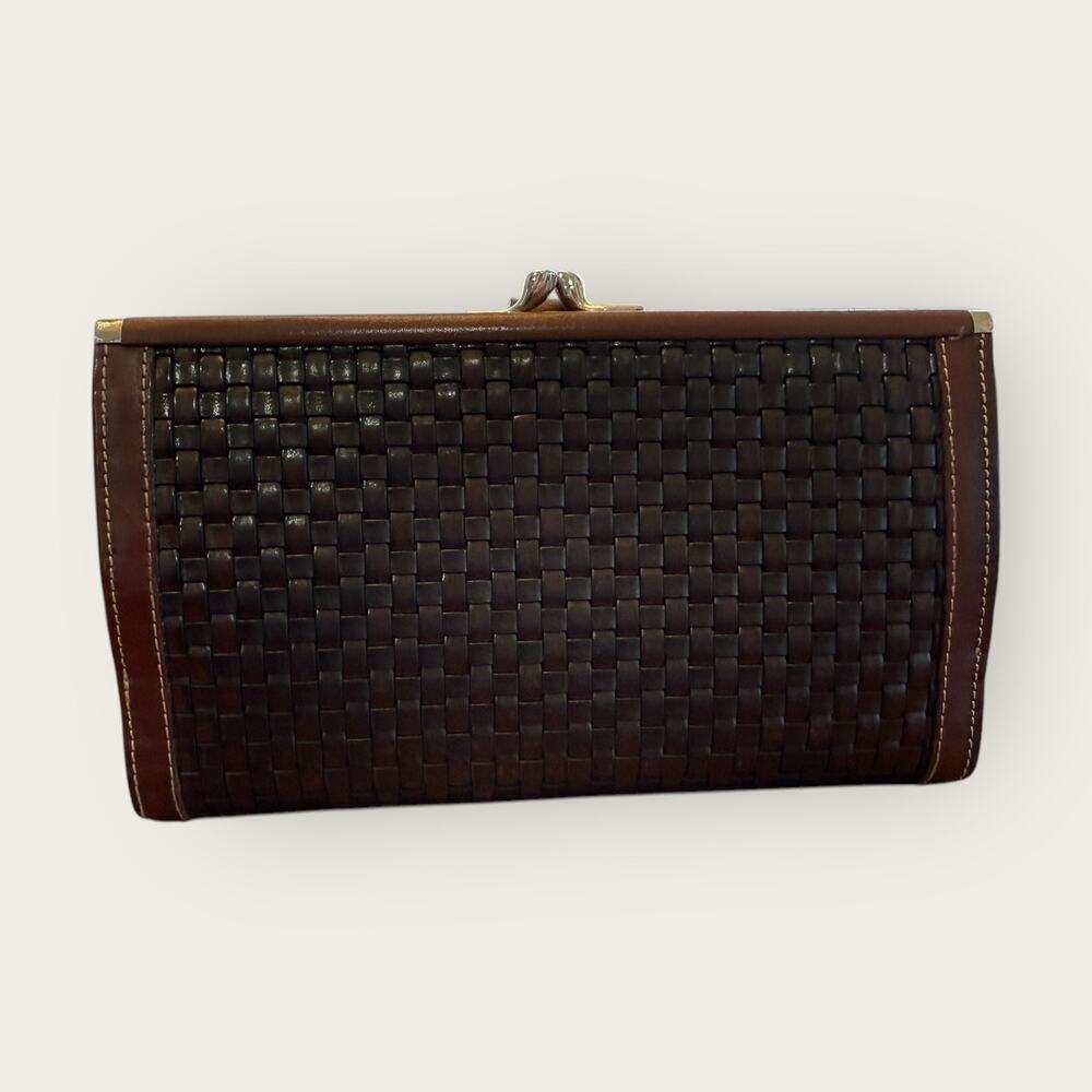 Rare Vintage Bally Kisslock Woven Leather Wallet - Picture 2 of 5